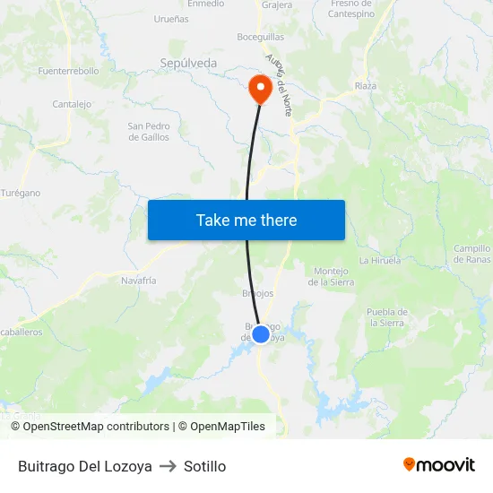 Buitrago Del Lozoya to Sotillo map