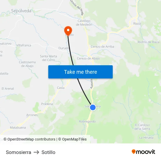 Somosierra to Sotillo map