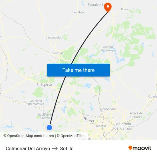 Colmenar Del Arroyo to Sotillo map