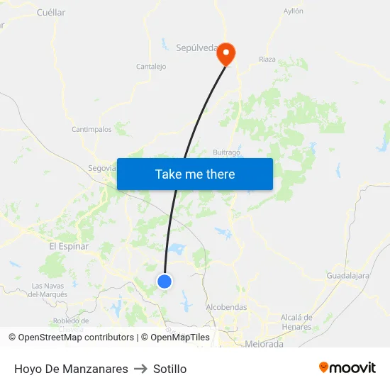Hoyo De Manzanares to Sotillo map