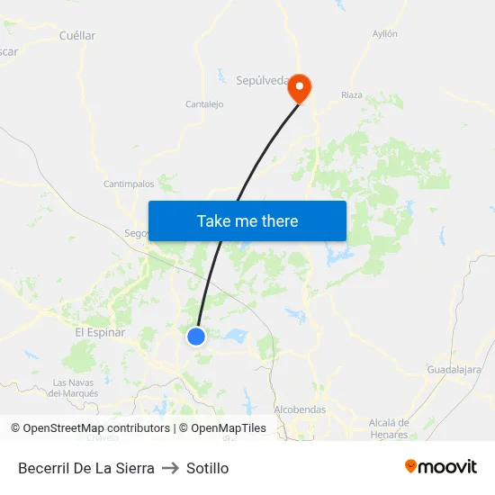 Becerril De La Sierra to Sotillo map