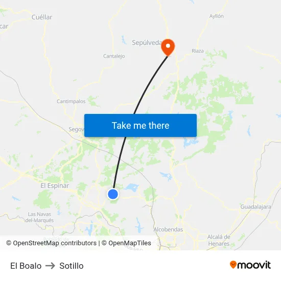 El Boalo to Sotillo map