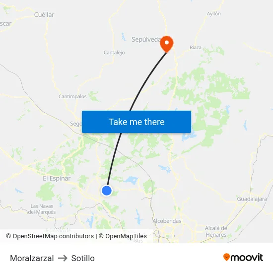 Moralzarzal to Sotillo map