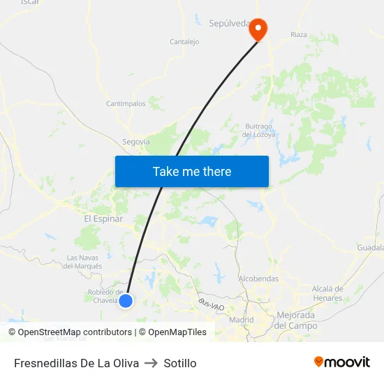 Fresnedillas De La Oliva to Sotillo map