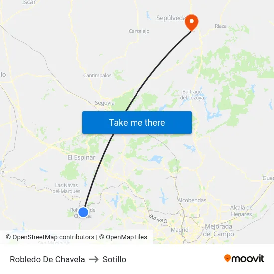 Robledo De Chavela to Sotillo map