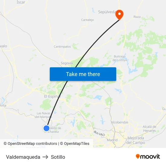 Valdemaqueda to Sotillo map