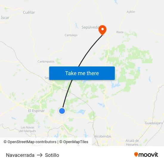 Navacerrada to Sotillo map