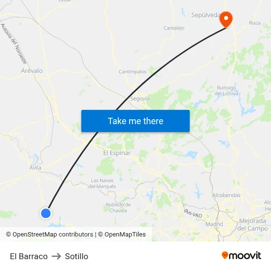 El Barraco to Sotillo map