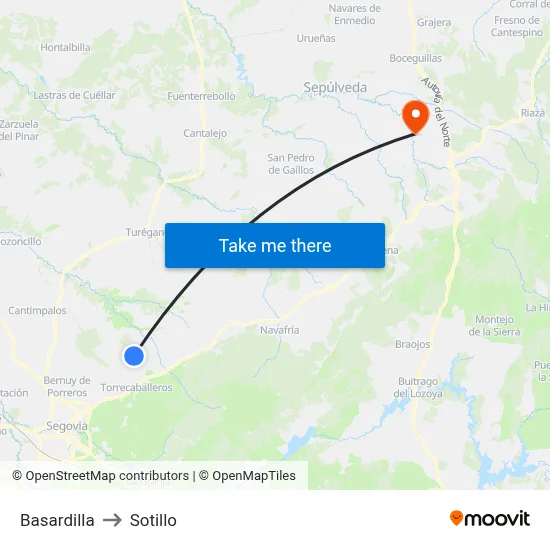 Basardilla to Sotillo map