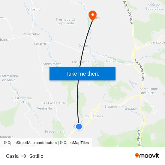 Casla to Sotillo map