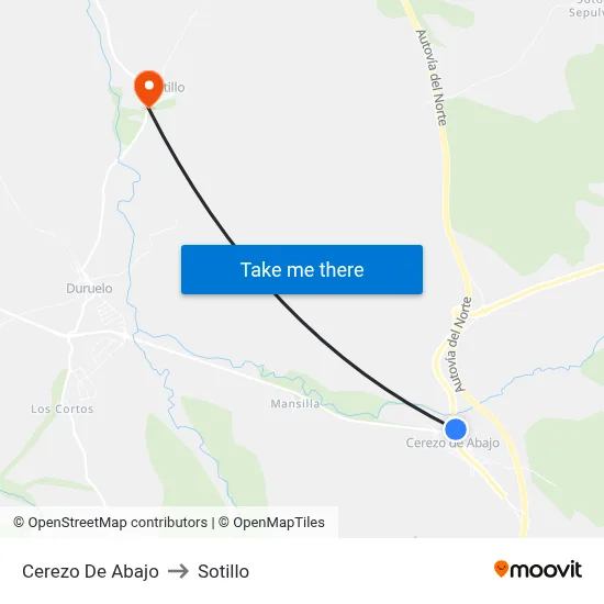 Cerezo De Abajo to Sotillo map