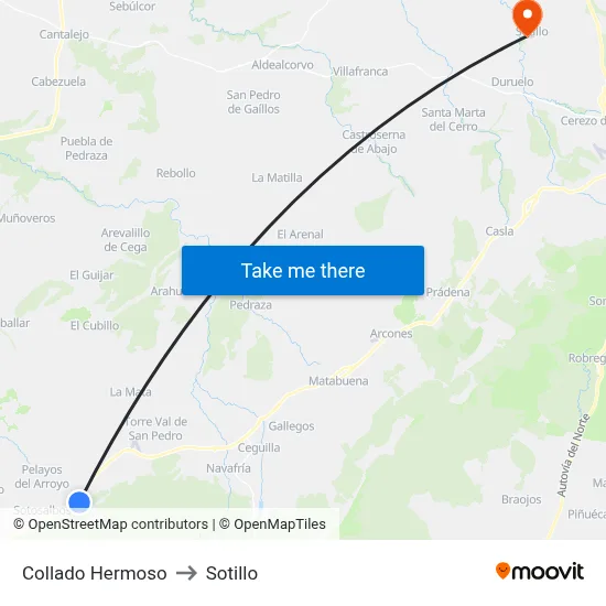 Collado Hermoso to Sotillo map