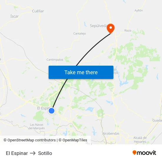 El Espinar to Sotillo map