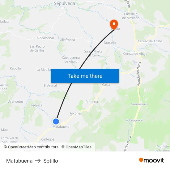 Matabuena to Sotillo map