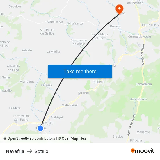 Navafría to Sotillo map