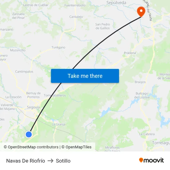 Navas De Riofrío to Sotillo map