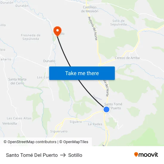 Santo Tomé Del Puerto to Sotillo map