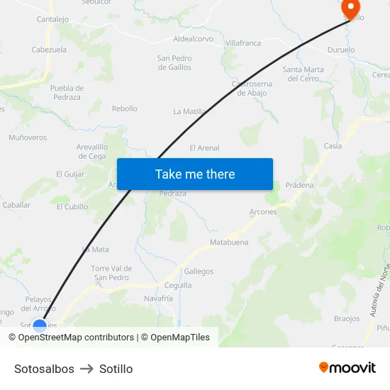 Sotosalbos to Sotillo map