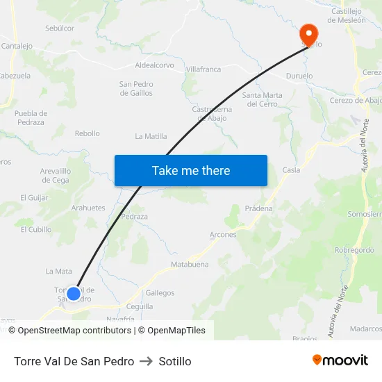Torre Val De San Pedro to Sotillo map