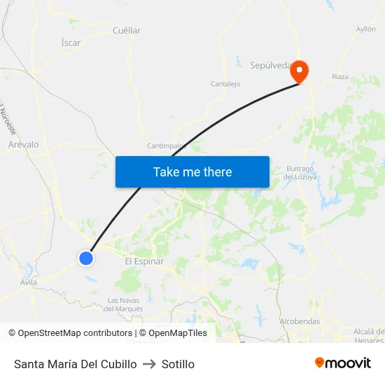 Santa María Del Cubillo to Sotillo map