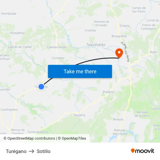 Turégano to Sotillo map