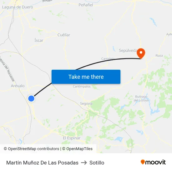 Martín Muñoz De Las Posadas to Sotillo map