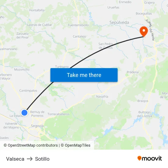 Valseca to Sotillo map