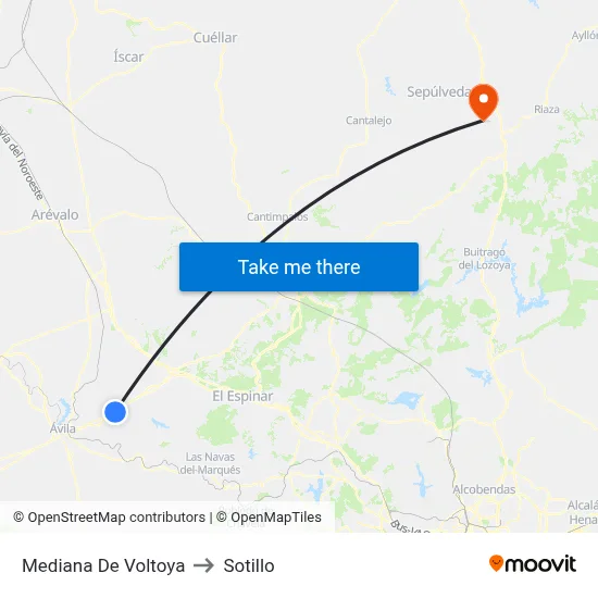 Mediana De Voltoya to Sotillo map