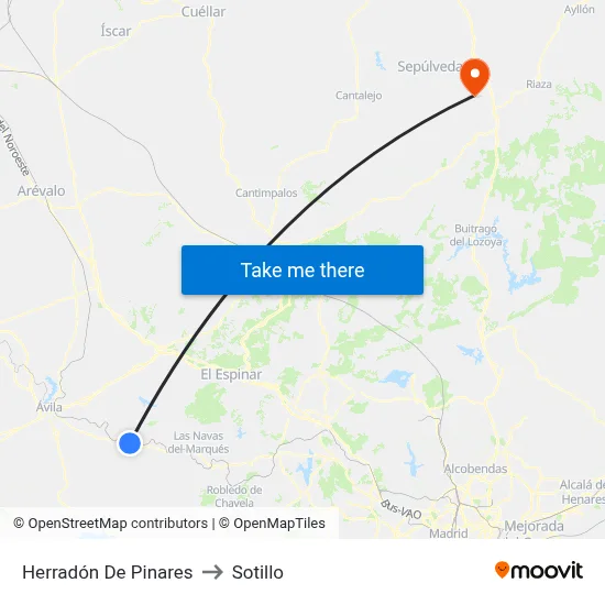 Herradón De Pinares to Sotillo map