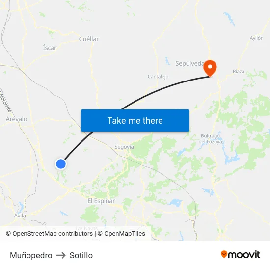 Muñopedro to Sotillo map