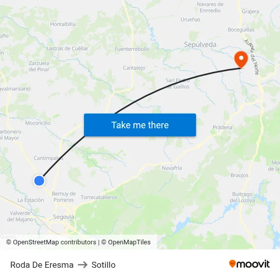 Roda De Eresma to Sotillo map