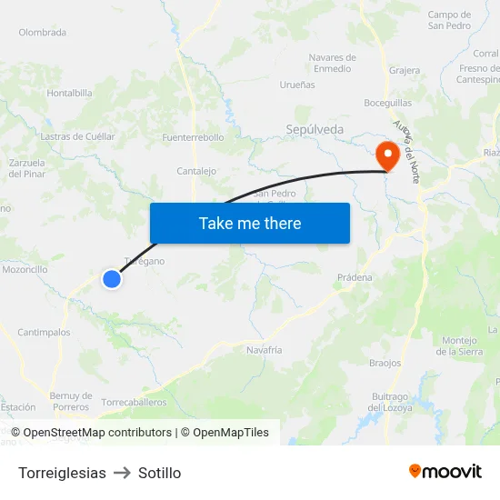 Torreiglesias to Sotillo map