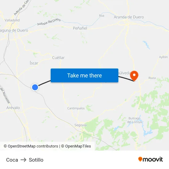 Coca to Sotillo map