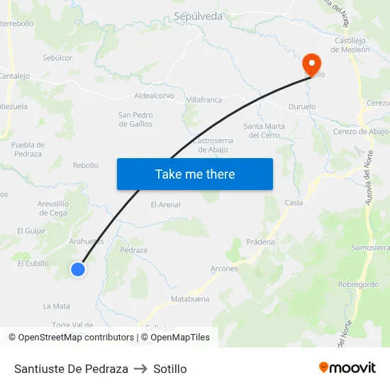 Santiuste De Pedraza to Sotillo map