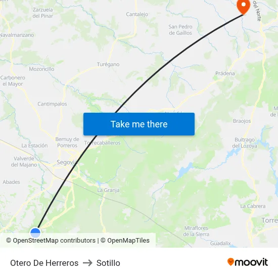 Otero De Herreros to Sotillo map