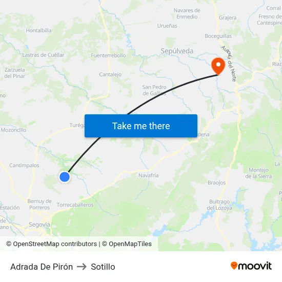 Adrada De Pirón to Sotillo map