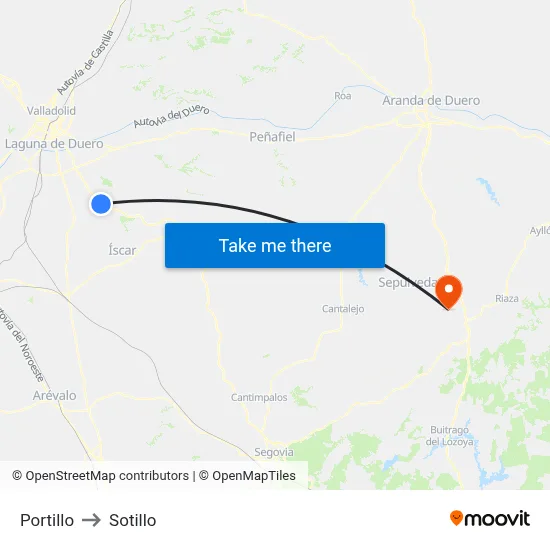 Portillo to Sotillo map