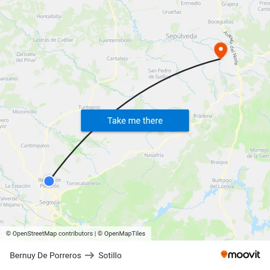 Bernuy De Porreros to Sotillo map