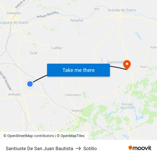 Santiuste De San Juan Bautista to Sotillo map