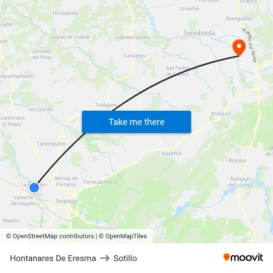 Hontanares De Eresma to Sotillo map