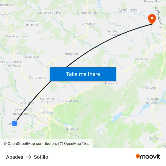 Abades to Sotillo map