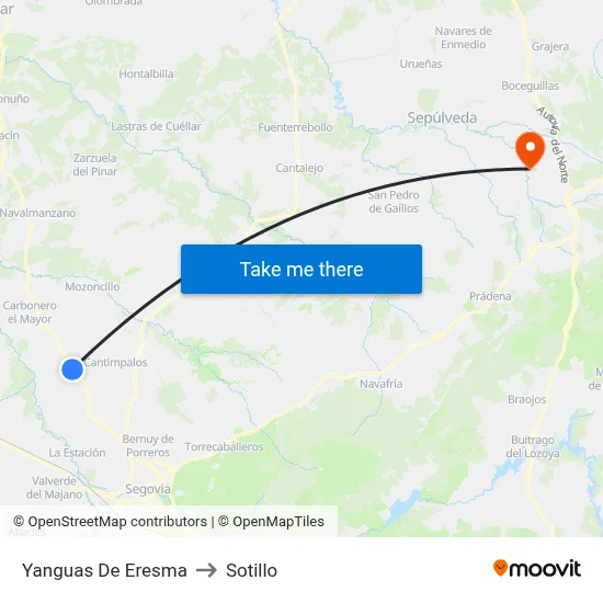 Yanguas De Eresma to Sotillo map