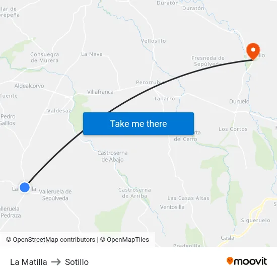 La Matilla to Sotillo map