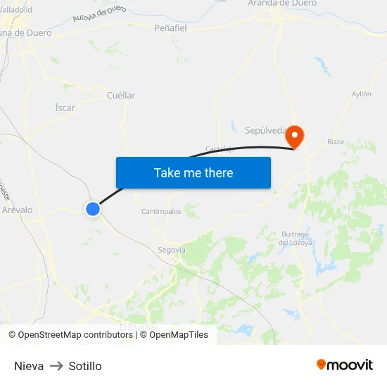 Nieva to Sotillo map