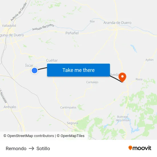 Remondo to Sotillo map