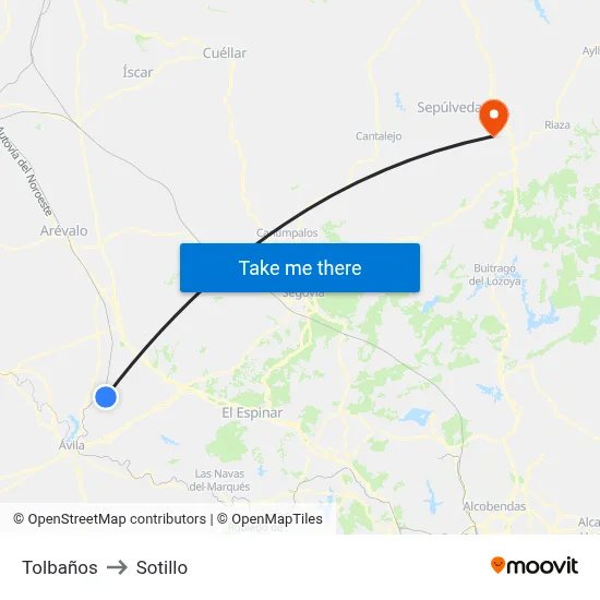 Tolbaños to Sotillo map