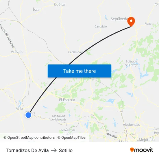 Tornadizos De Ávila to Sotillo map