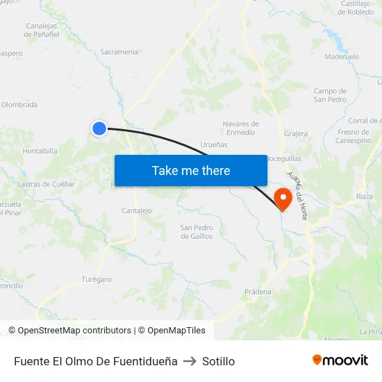 Fuente El Olmo De Fuentidueña to Sotillo map