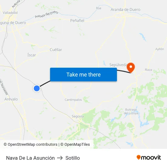 Nava De La Asunción to Sotillo map