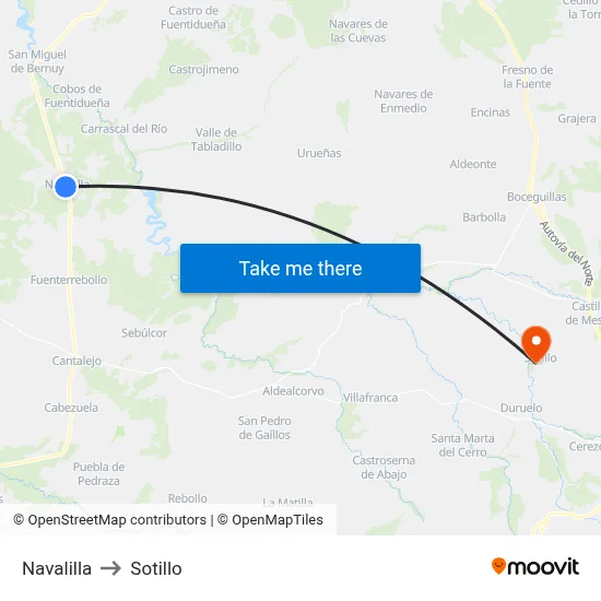 Navalilla to Sotillo map